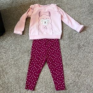 Cute llama outfit with heart leggings size 24 months